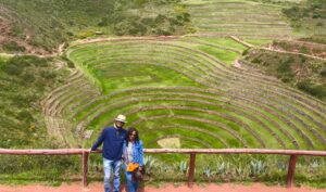 Scenic view of Peru's Sacred Valley with towering mountains